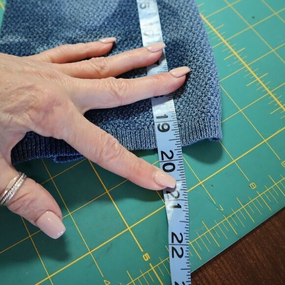 INC Womens Open Knit Cold Shoulder Blue Boho Top Size Large - Picture 15 of 16